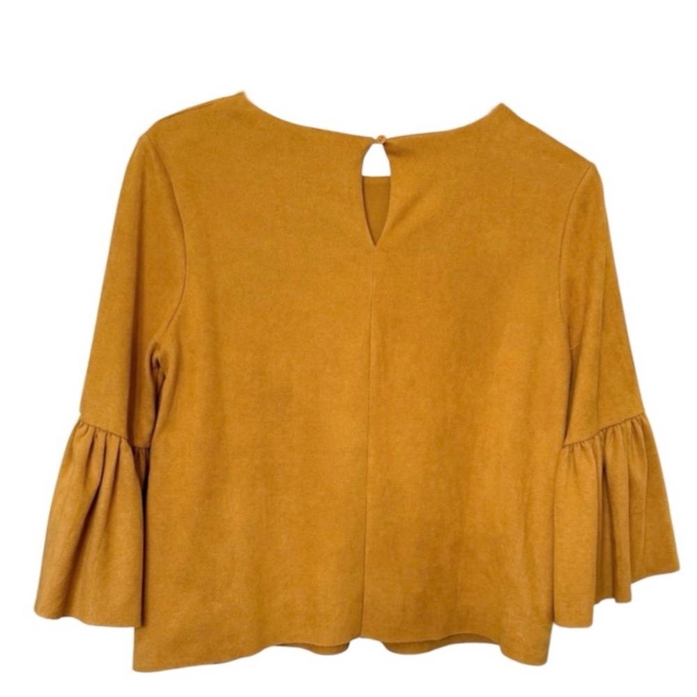Altar'd State Top Size S Gold Faux Suede Bell Sleeve - Picture 3 of 8